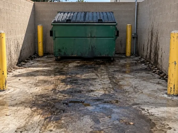 Before Dumpster pad degreasing, Tulare, CA